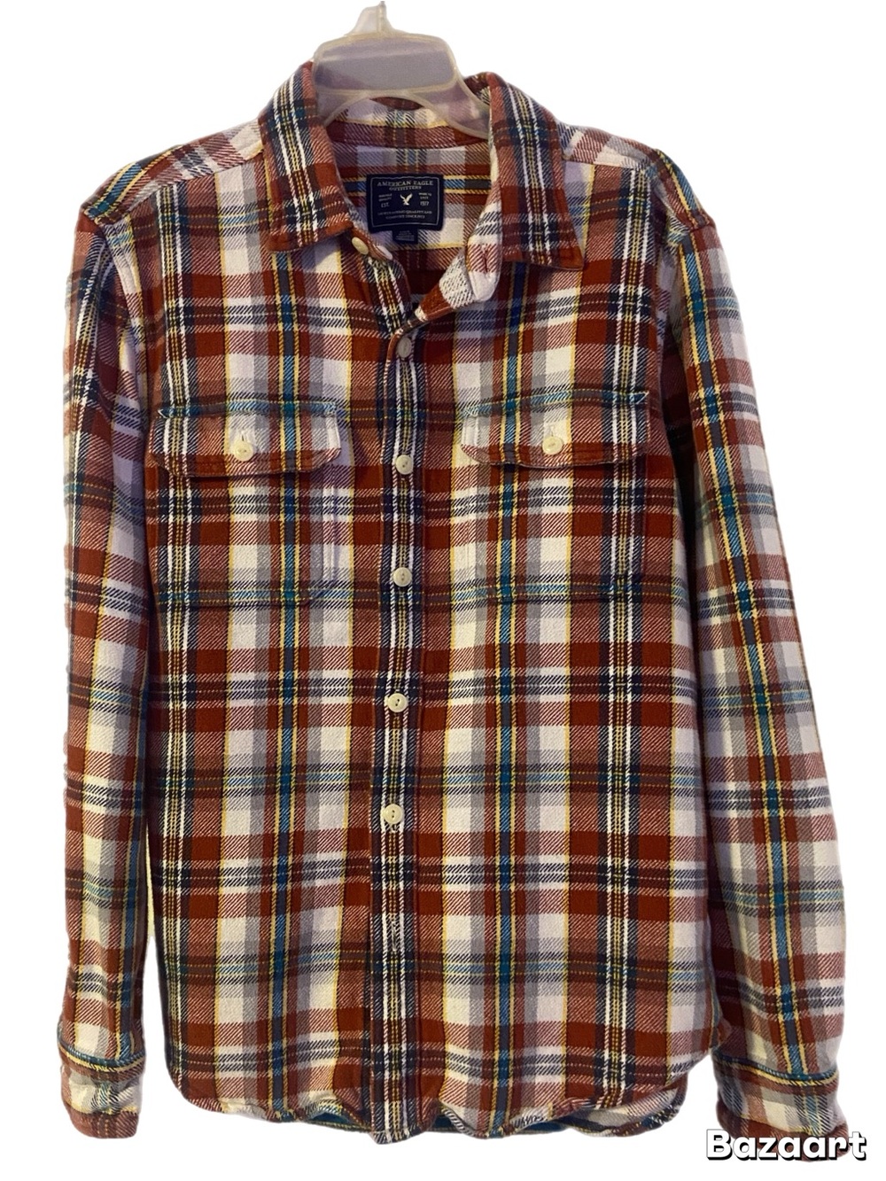 American Eagle Outfitters Red Multi Plaid Shirt Jacket - Picture 1 of 10